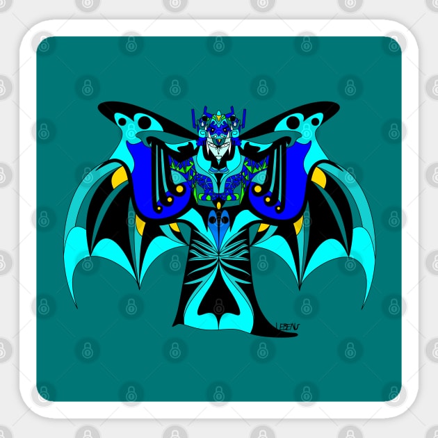 the blue uusum vampire in mayan ecopop bat disguise art Sticker by jorge_lebeau